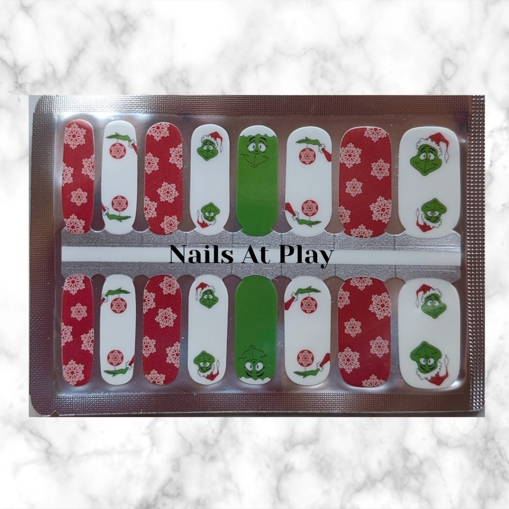 5 for $15 Nail Wraps- Grinch's Smile